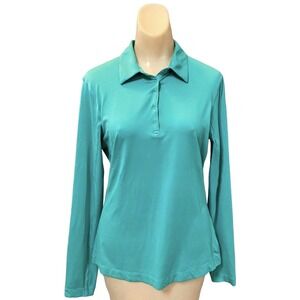 Cutter & Buck Women's CB DryTec 50+ UPF Shirt Size Small Green Long‎ Sleeves EUC